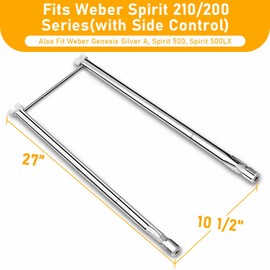 Uniflasy 7507 27 Inch Grill Burner Tubes for Weber Spirit 210/200 Series E-200 E-210 S-200 S-210 (with Side Control), Spirit 500 Genesis Silver A Stainless Steel Gas Grill Burner Tube Kit