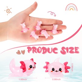 Wettarn 36 Pcs Animal Charms Mini Resin Axolotl Pink Tiny Axolotl Toy Mini Animals Mini Resin Figures DIY Crafts Miniature Figures Garden Landscape Aquarium Dollhouse Ornament for Birthday Party