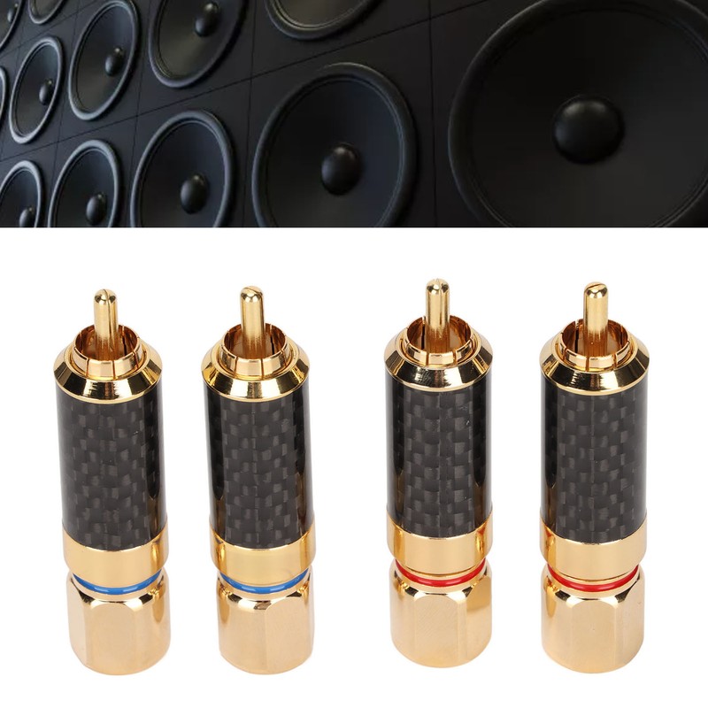 4Pcs RCA Sound Plug Carbon Fiber Gold Plated Oxidation Resistance