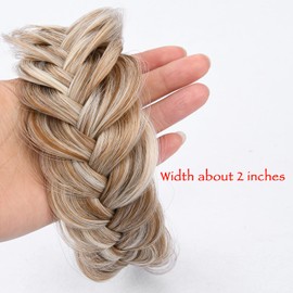 Gledola Wide Messy Braided Headband with Teeth Synthetic Hair Braided Headband High Elasticity Braids Braided Hair Band Hairpiece for Girls Women (Sandy Blonde)