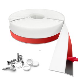 Garage Door Seal Top and Sides Seal Strip, 40FT Universal Garage Door Weather Stripping, Durable Garage Door Bottom Seal Replacement with Adhesive Backing and Screws (White, 40FT)