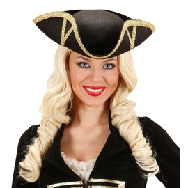 Sancto International Adult Womens Felt Pirate Tricorn Hat Gold Trim