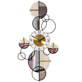 Big Half-Moon Wall Clock, Decorative Unique Metal 32.75 in Oversize Timepiece Mounted Vertical or Horizontal for Traditional, Minimalist, and Modern Use Hanging Supplies Included