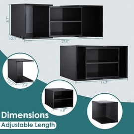 EMERIT Large Printer Stand, Adjustable Printer Table with Storage, 2-Tier Printer Riser Desktop Paper Organizer Shelf for Home Office,23'' x12.3'' x 8.7'' (Black)