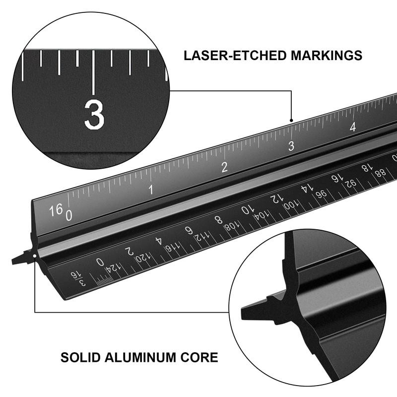 Architectural Scale Ruler Inch Aluminum Ruler with Standard Metal Ruler
