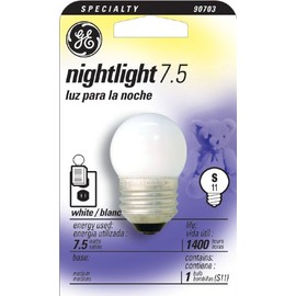 Nightlight Incandescent Bulb S11 Medium Screw (E26) 120V 7.5W Soft White, 12-Pack