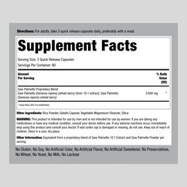 Piping Rock Saw Palmetto Extract | 3600 mg | 240 Capsules | Herbal Supplement | Non-GMO, Gluten Free