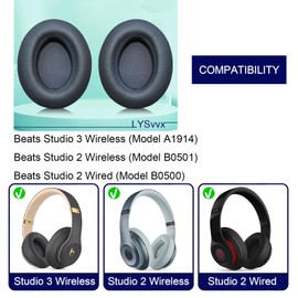 Studio 3 Ear Pads - Replacement Earpads Cushions Specifically Designed for Beats Studio3, Studio 2 Wireless Headphones (Titanium Grey)