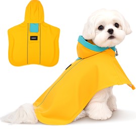 Simloyal Dog Raincoat, Waterproof Jacket, Cloak-Style Raincoat for Small Medium Dogs Color Yellow Size 3