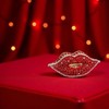 Red Lips Rhinestone Brooch Pin, Crystal Shining Mouth Design, Party