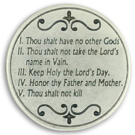 Ten Commandments 2 Sided Pocket Token Gift Charm Coins 1.2"