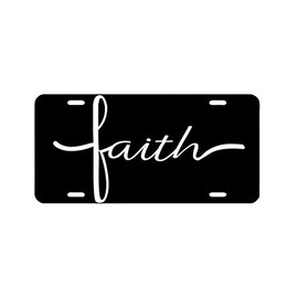 Faith Aluminum Novelty Decorative Plate 6x12 Inches – Inspirational Black & White Sign, Rust-Proof, Weatherproof, Pre-Drilled – for Decoration Only (Not a License Plate)