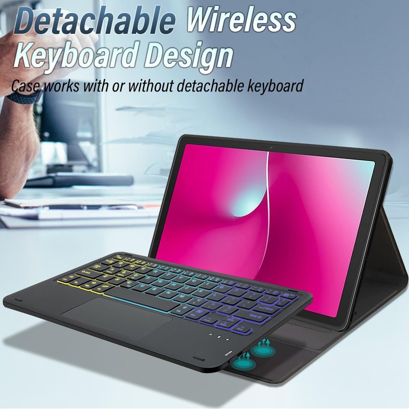 DKAHOEE Backlit Touchpad Keyboard Case for T-Mobile REVVL Tab 2