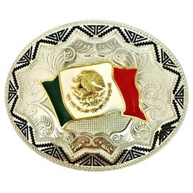 WMG Western Cowboy Belt Buckle for Men – Gold Stallion Metal Rodeo Buckle 4x3 for Jeans & Gift Accessory (Mexico)