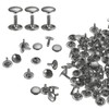 HARFINGTON 60 Sets Double Cap Leather Rivets, 12x12mm Round Cap Tubular Metal Studs Leather Crafting Rivets for Fabric Belt Pet Collar Boot Bag Repair and Decoration, Gunmetal
