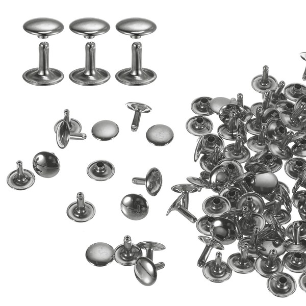 HARFINGTON 60 Sets Double Cap Leather Rivets, 12x12mm Round Cap