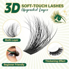 KEYYOU LASH Kit de pestañas KEYYOU con efecto 3D, 280 unidades, 80D, 100D, 10-18MIX, rizo D, pestañas individuales, pestañas Wispy, volumen, naturales y suaves (Kit 3D: 80D, 100D, 10-18MIX)