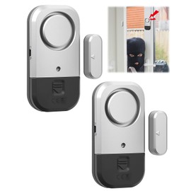 Yuio 2 Pack Door Window Alarm, 130dB Door Alarm Sensor, Ultra Slim Vibration Alarms, Wireless Magnetic Sensor Burglar Anti-theft Bell Alarm Stick on for Kids Safety Home Office Shop Security Alert