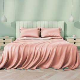 Sheal Cooling Comforter Queen Size 80'' x 90'', Q-Max Rating of >0.4, Double-Sided Cool Tech Comforter & Colors, All-Season Lightweight Blanket to Quickly Cool Down, Peach Pink