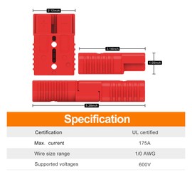 anenvoiu 175A Connector Quick Connect Disconnect Genderless Battery Plug Connector 1/0 AWG for 2 Pack Red Suitable for Car Trailer Motor Winch Forklift