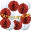 Happy Spring Birthday Party Decorations Honeycomb Ball Set (Gold+Red,White)