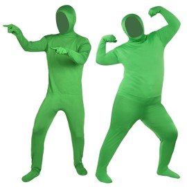 UTEBIT Green Screen Suit XXL for Adults Unisex Spandex Stretch Morph Suit Invisible Disappearing Man Costume for Chroma Key Video Effects and Pranks