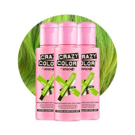 Crazy Color Vibrant Lime Twist Semi-Permanent Trio Hair Dye. Highly Pigmented Lime Green Conditioning & Oil Nourishing Vegan Formula | No Bleach or Ammonia | 300ml