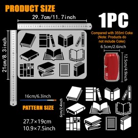 FINGERINSPIRE Books Stencil with a Paint Brush 11.7x8.3Inch Reusable Paper Template PET Notebook Silhouette Decoration Stencil Oriental Themes Template for Painting on Wood Wall Floor Furniture