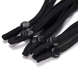 Hollosport 80PCS Extra Long Adjustable Elastic String for Face Masks 1/4 x 6 Inch, Soft Black Elastic Cord Ear Loops Straps Bands Ropes with Buckle Adjuster Lock for Craft Sewing