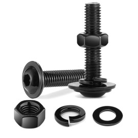 M8 x 20mm Flanged Button Head Socket Cap Screws Bolts, Nuts, Flat & Lock Washers, 20Pcs 18-8 (304) Stainless Steel, Fully Threaded, Black Oxide by SG TZH (with Hex Spanner)