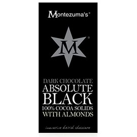 Montezuma's Absolute Black 100 Percent Cocoa with Almond Bar, 100 g, Pack of 6