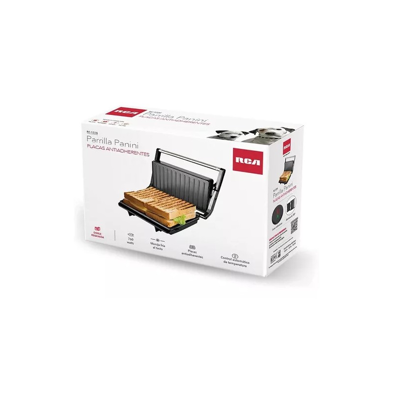 Rca Parrilla Panini Placas Antiadherentes Rc-122g Color Negro
