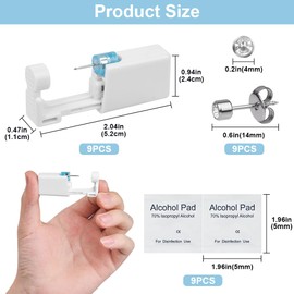 Aucuu 6 Pack Disposable Ear Piercing Gun, Painless Disposable Self Ear Piercing Kit, Safety Asepsis Earring Ear Stud Gun Kit Tool with 6 Ear Studs for Girls Women Men, Gold