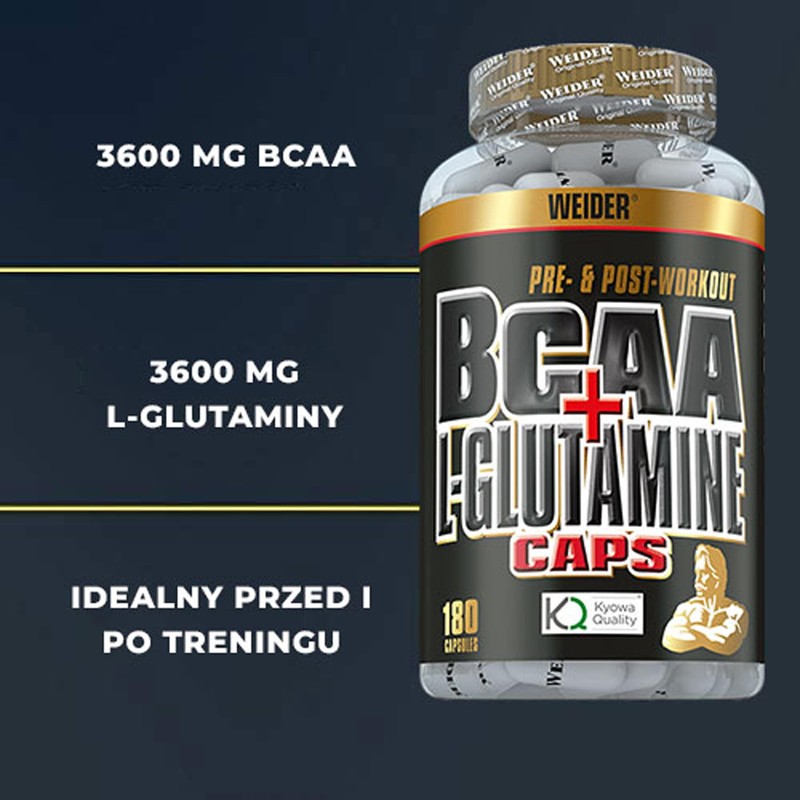 Weider BCAA + Glutamine, Recovery, Strength, Endurance, 180 Capsules
