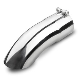 Vurkcy 4 inch Inlet Curved Exhaust Tip, 4" Outlet 12" Overall Length Stainless Steel Turn Down Exhaust Tail Pipe, Bolt-On, Sleek Angle Cut, Polished Tailpipe, Silvery