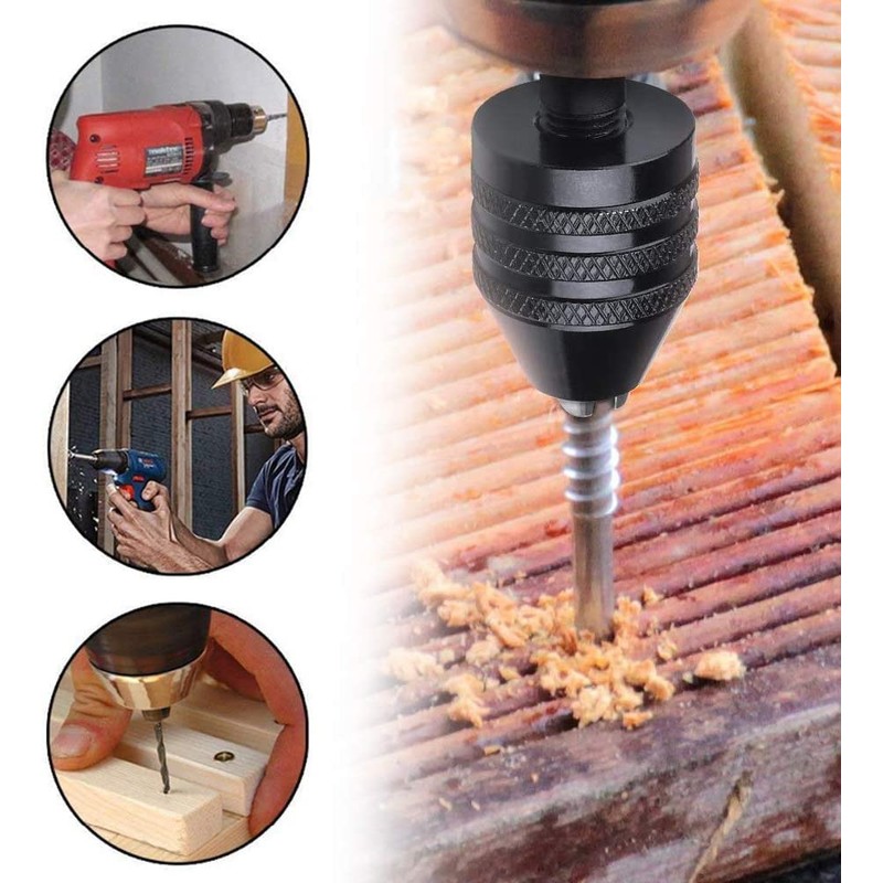 Chargenyang 3 Pcs Keyless Drill Chuck Bit 1/4 Inch Hex