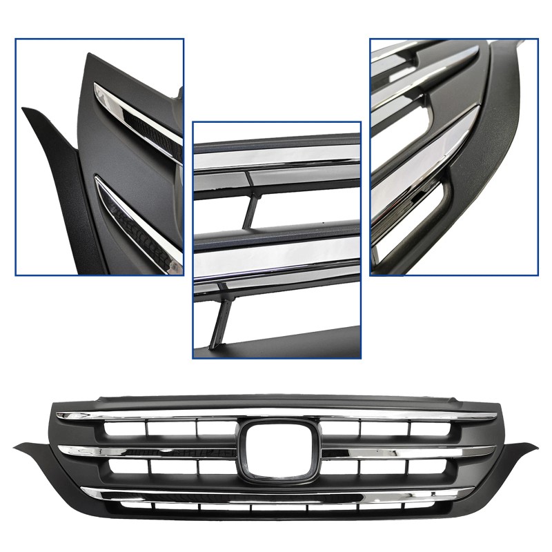 Bewild Front Bumper Upper Grille Grill w/Chrome Trim For 2012-2014