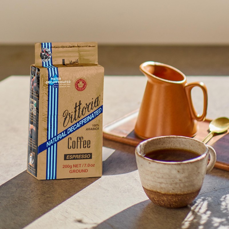 Vittoria Coffee 100% Arabica Naturally Decaffeinated Espresso Ground Decaf Coffee