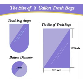 3 Gallon 80pcs+10pcs (Fit 3-3.2 Gal) Small Clear Trash BagsPlastic Strong Clear Garbage Bags,Bathroom Trash Can Bin Liners,Waste Basket Liner,Fit 10-13 Liter, 3 Gallon,3.2Gallon