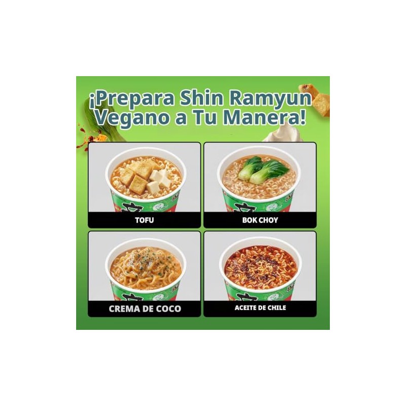 Nongshim Shin Ramyun vegano, 2.64 onzas, paquete de 6