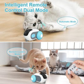 Sirualtz Remote Control Cat Toys for Indoor Cats, Smart Electric Interactive Cat Toys Turbo Tail with Automatic Mode, Two-Speed Adjustment USB Rechargeable Gravity-Sensing Movement Pet Toy (Blue)