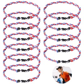 12 PCS Baseball Braided Necklaces, 19.7 Inches Baseball Rope Necklace, 3 Braided Baseball Necklace for Adults Teenagers in Sports, Parties, Athletic Events, Baseball Fan Gift,Baseball Team Keepsake