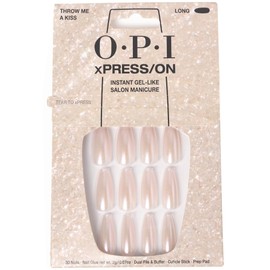 OPI xPRESS/ON Throw Me a Kiss | Soft Pink Long Coffin Press On Nails | With Nail Glue | Long Lasting, Reusable, Non-damaging