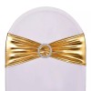 SweetEasy 10pcs Metallic Golden Spandex Chair Sash, Stretchable Elastic Bands