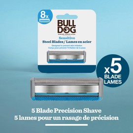 Bulldog 8 count Sensitive Refill, 8ct | Razor Blades Refills, Sensitive Steel Blades