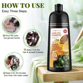 ZENITHGLO Chestnut Brown Hair Dye Shampoo 3 in 1 for Women & Men 100% Gray Hair Coverage - Herbal Ingredients Natural Plant Hair Color - Hair Dye in Minutes 17.6 Fl Oz