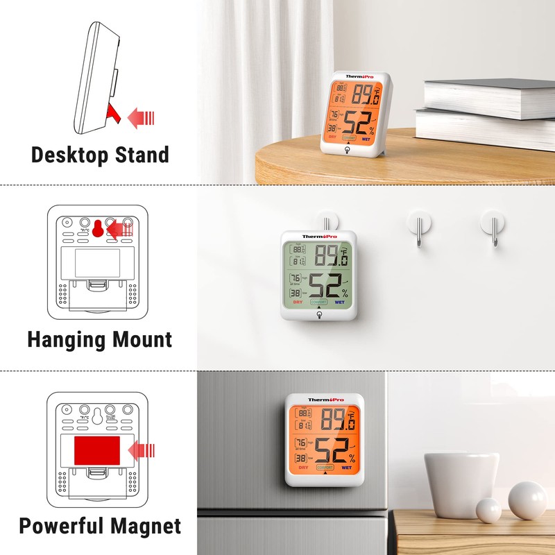 ThermoPro TP53 2 Pack Digital Hygrometer Indoor Thermometer for Home,