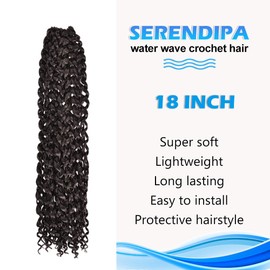 SERENDIPA 18 Inch Water Wave Crochet Hair, long Bohemian Synthetic Hair for Braiding Passion Twist Crochet Braids, Butterfly Locs, Kai Twist (6 Packs, 4#, Brown)
