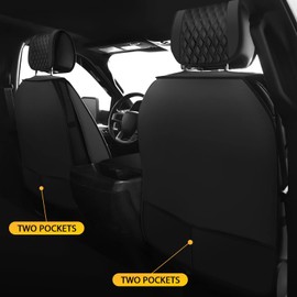 Seat Cover Full Set Compatible with Toyota Tacoma TRD 2009 to 2024 Sport Off Road TRD Pro Limited SR SR5 Package Access Double Extended Cab Pickup Truck Seat Custom Cover (5 Pcs Set, Black)