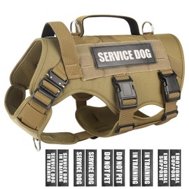 WINSEE Service Dog Vest Harness for Large Dog, Tactical Working MOLLE Vest with 10 Pet Patches, No Pull Heavy Duty Harness for Training Walking